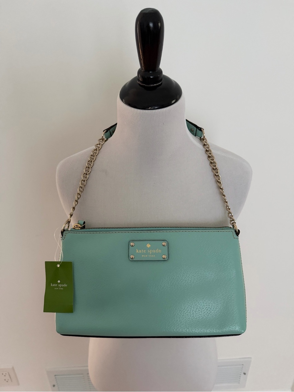 kate spade Blue Leather Chain Shoulder Bag with Gold-Tone Hardware